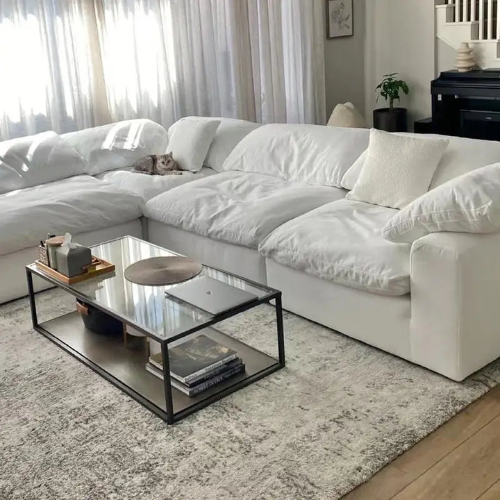 ATUNUS Living Room Couch Big Size Feather Sectional Modular Sofa Nordic Modern White Modular Sectional Couch Sofa Sets