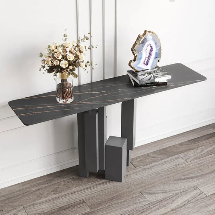 Nordic Popular Design High Quality Stainless Steel Contemporary Black Console Table Home Entry Decorative Cabinet Corner Table