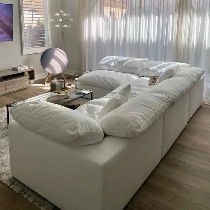 ATUNUS Living Room Couch Big Size Feather Sectional Modular Sofa Nordic Modern White Modular Sectional Couch Sofa Sets