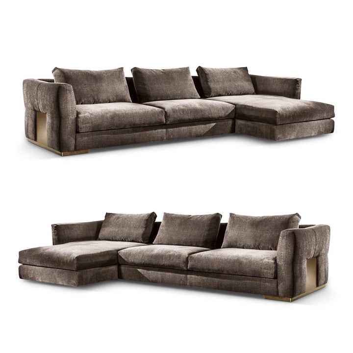 Luxury Italian Fabric Sectional Sofa Modern Suede Fabric Corner Sofa Furniture Set High Class Suede Leather Villa Sofa Set