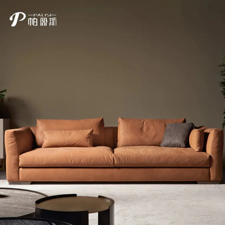 Luxury Italian Fabric Sectional Sofa Modern Suede Fabric Corner Sofa Furniture Set High Class Suede Leather Villa Sofa Set