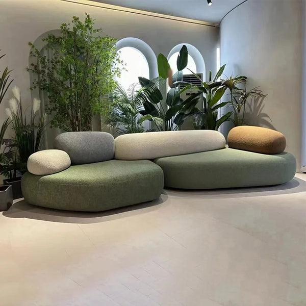 2023 Pebble Sofa Oval Creative Designer Linen Fabric Sofa Stone Luxury Sectional Sofa for Living Room